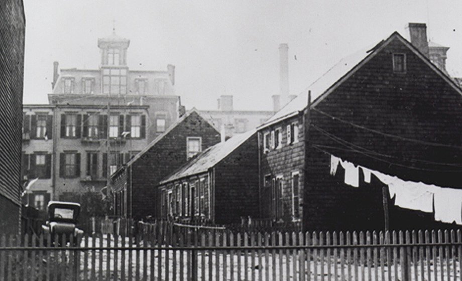 A black-and-white photo of Colored School No. 2 (PS 68) in Weeksville, Brooklyn.