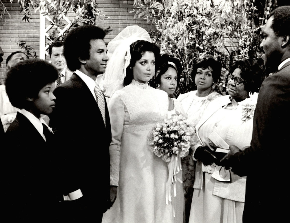 A picture of a wedding staged on an episode of the soap opera One Life to Live.